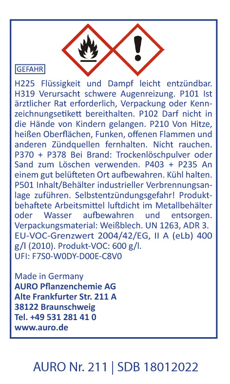 AURO Schellack-Klarlack glänzend Nr. 211 - 0,75 L